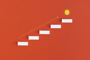 Ladder career path for business growth success process. Inspiration and creative idea concept.